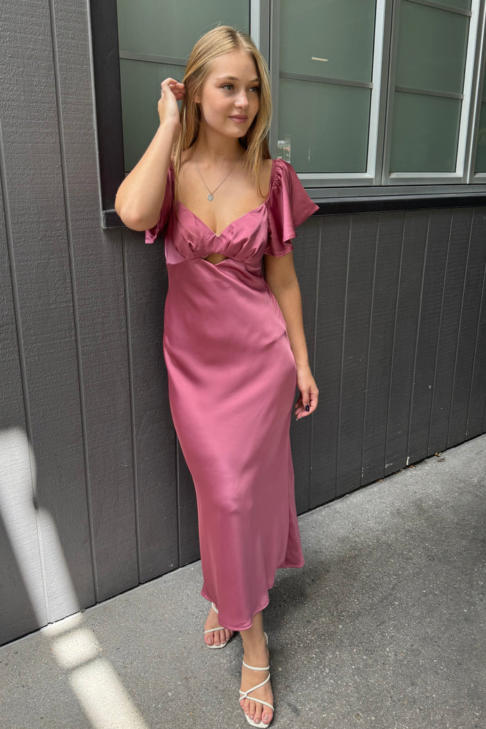 Tiara Midi Dress - Rose Pink - Runway Goddess