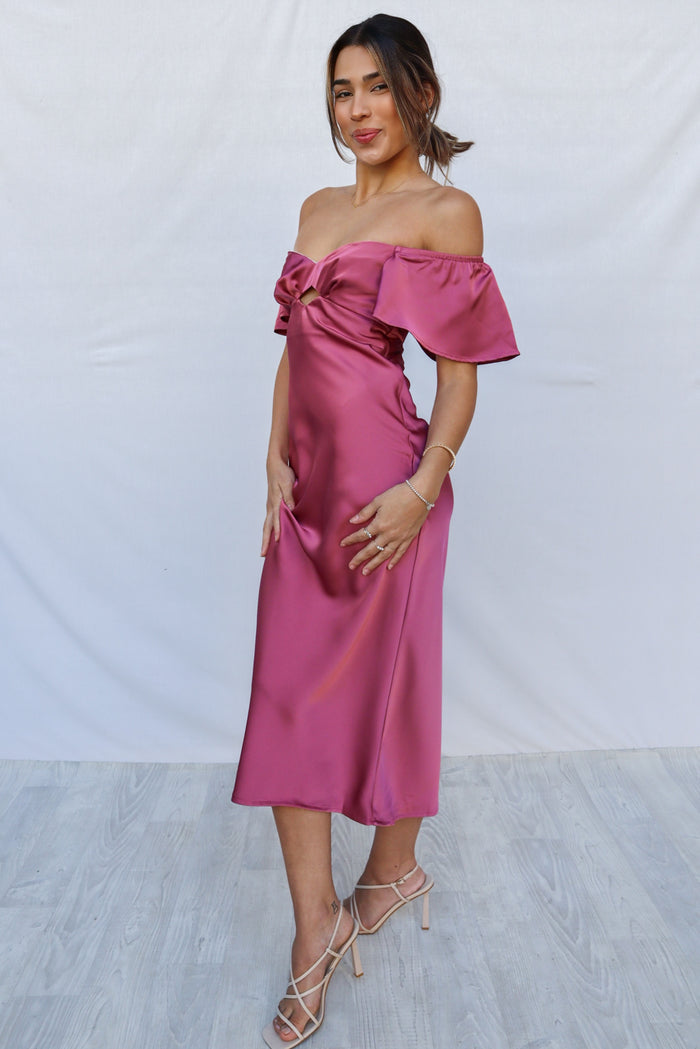 Tiara Midi Dress - Rose Pink - Runway Goddess