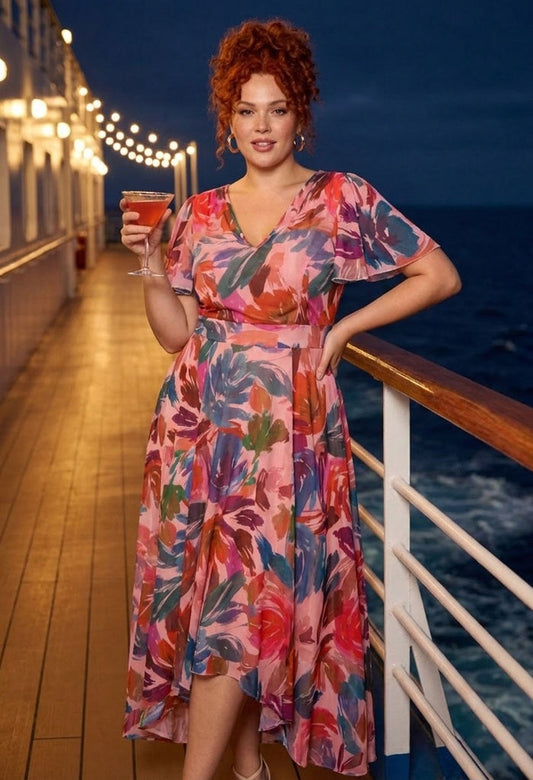 Tilly Angel Sleeve Sweetheart Curve+ Dress