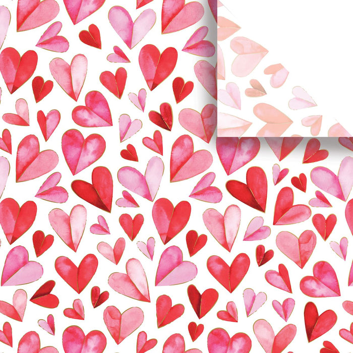 Tissue - Printed - Folded Hearts - Retail 6 Pack (24