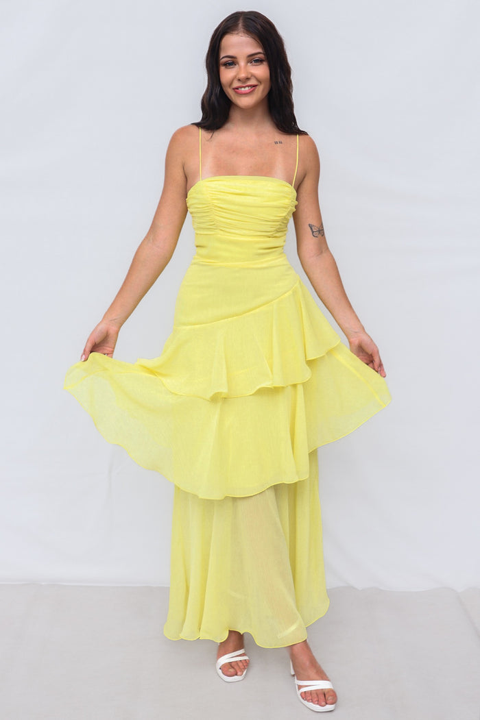 Tommi Maxi Dress - Yellow - Runway Goddess
