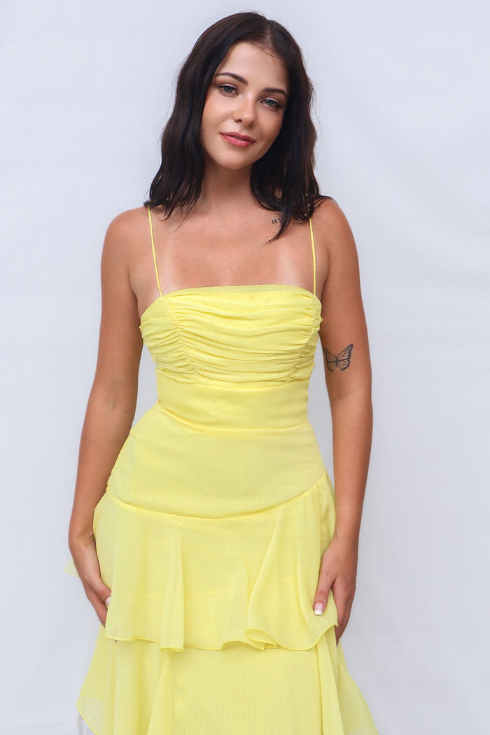 Tommi Maxi Dress - Yellow - Runway Goddess