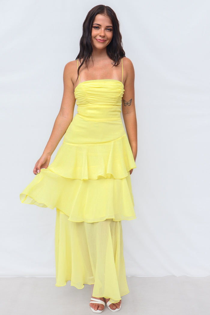 Tommi Maxi Dress - Yellow - Runway Goddess