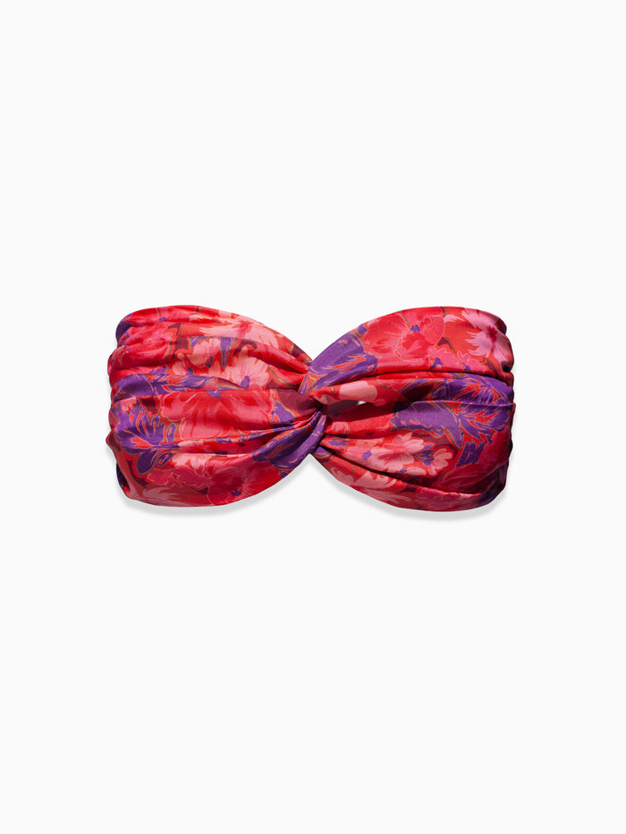 Twist Bandeau Top in Silk - Berry Blossom