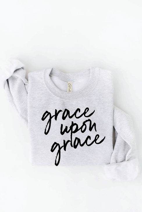 Ultra Soft* Grace Upon Grace Graphic Sweatshirt in Heather White