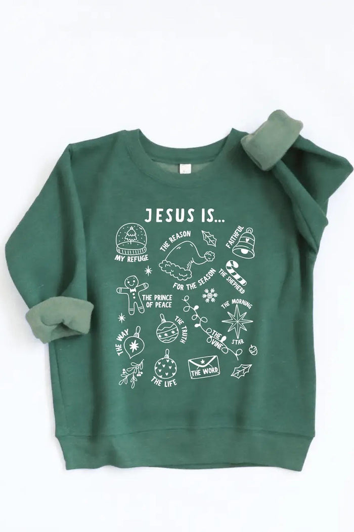 Ultra Soft* Jesus is the Reason Sweater in Forest Heather- Unisex Kids (FINAL SALE)
