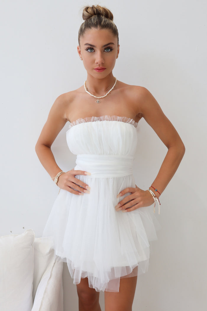 Valentina Tulle Dress - White - Runway Goddess