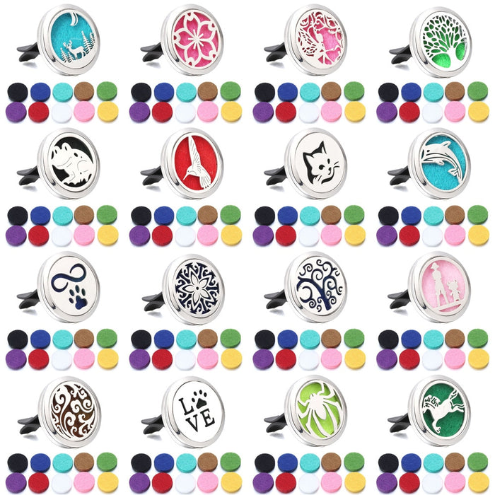 Variety Of Aromatherapy Car Diffusers + 10pc Pads