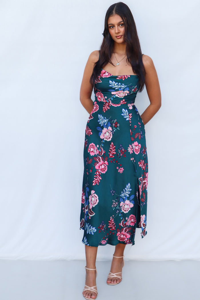 Verlaine Midi Dress - Multi Floral - Runway Goddess