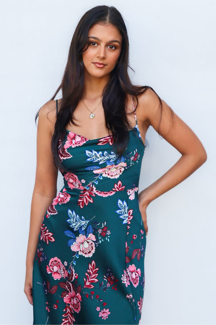 Verlaine Midi Dress - Multi Floral - Runway Goddess