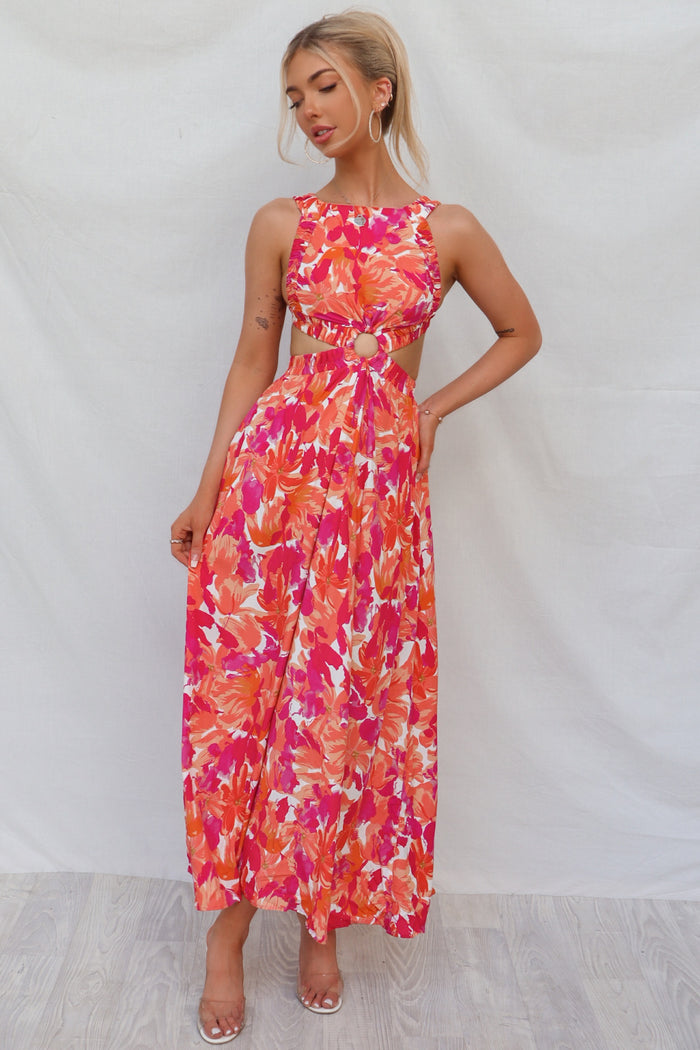 Vicki Maxi Dress - Red Floral - Runway Goddess
