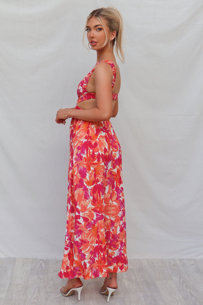 Vicki Maxi Dress - Red Floral - Runway Goddess