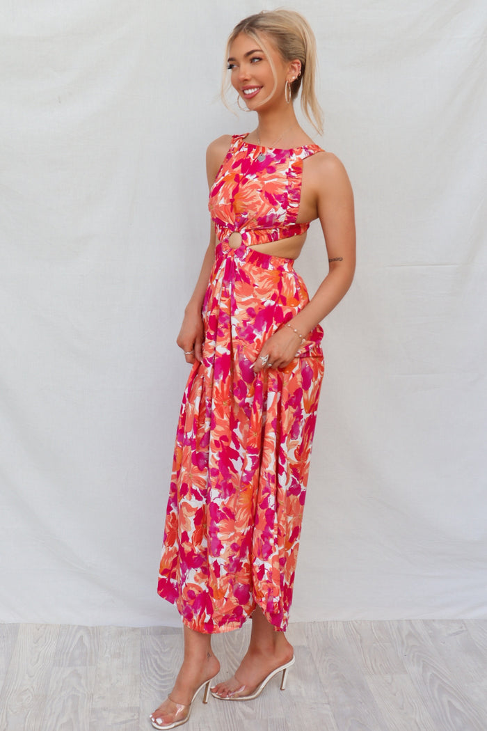 Vicki Maxi Dress - Red Floral - Runway Goddess