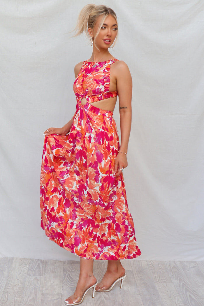 Vicki Maxi Dress - Red Floral - Runway Goddess