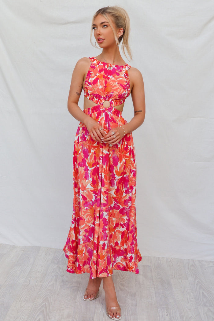 Vicki Maxi Dress - Red Floral - Runway Goddess