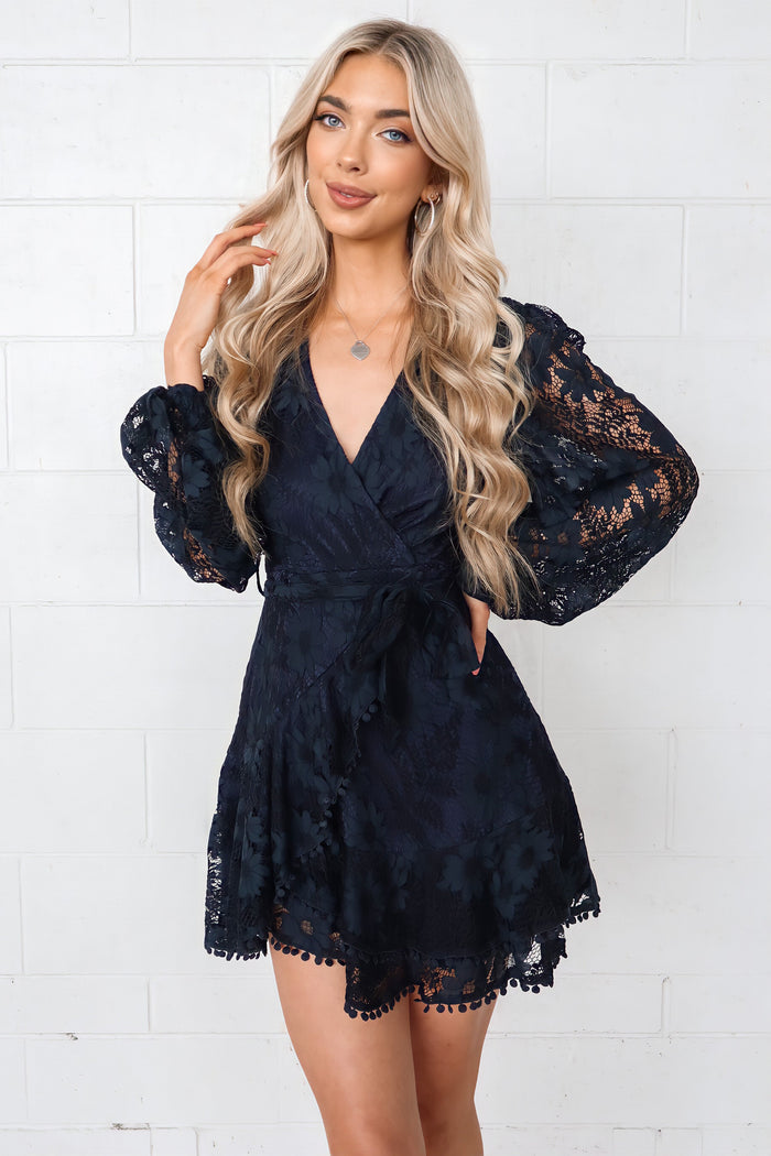 Vienna Lace Dress - Navy - Runway Goddess