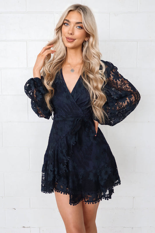 Vienna Lace Dress - Navy - Runway Goddess
