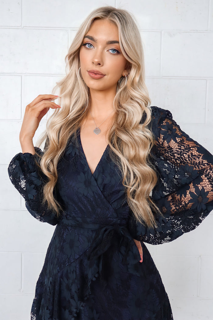 Vienna Lace Dress - Navy - Runway Goddess
