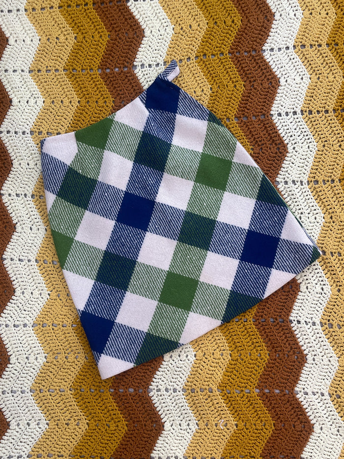 Vintage 1960's 1970s Green & Blue Plaid Mod Wool Skirt