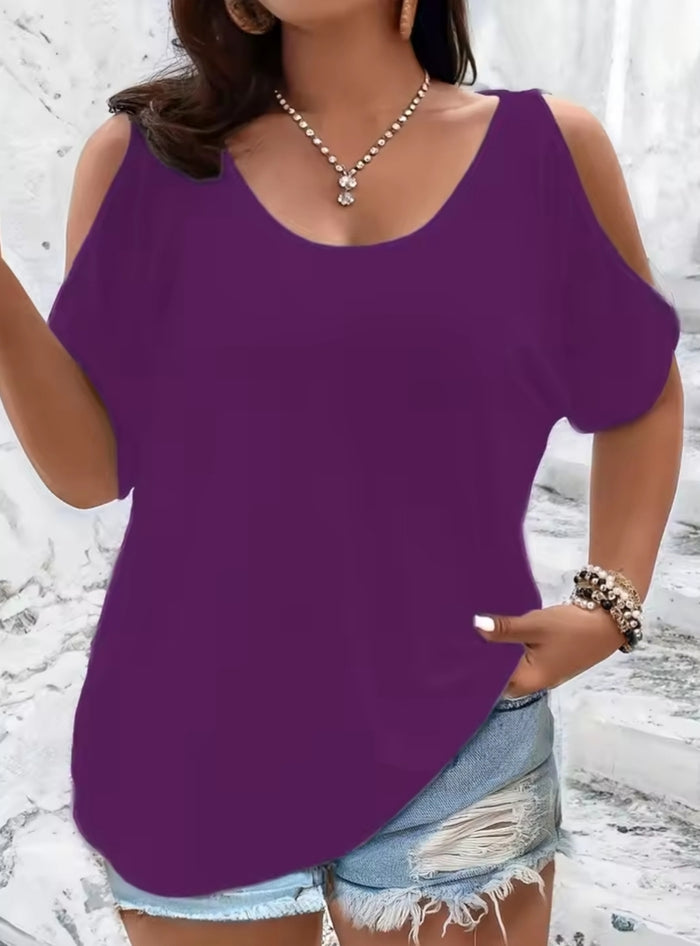 Womens Cold Shoulder Loose Fit Blouse