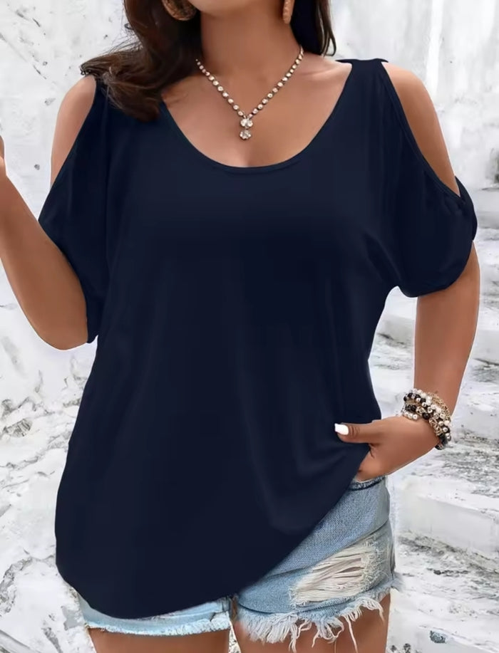 Womens Cold Shoulder Loose Fit Blouse