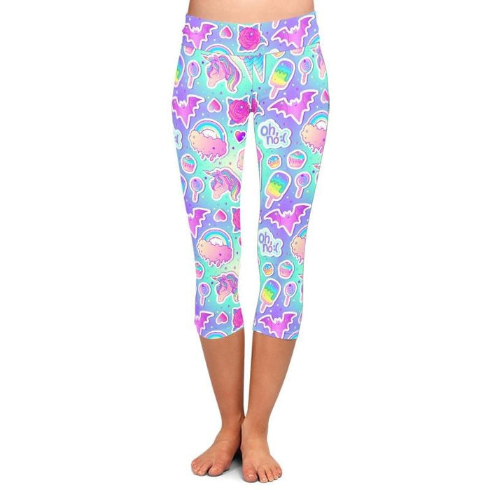 Womens Cute Gothic Style Pastel Capri Leggings