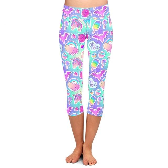 Womens Cute Gothic Style Pastel Capri Leggings
