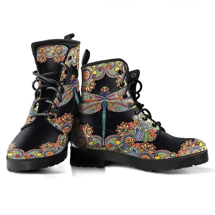 Womens Dragonfly Henna Handcrafted Ankle Boots