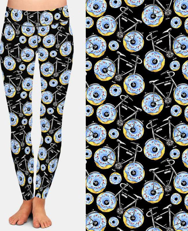 Womens Fashion Bicycles With Assorted Foods Leggings