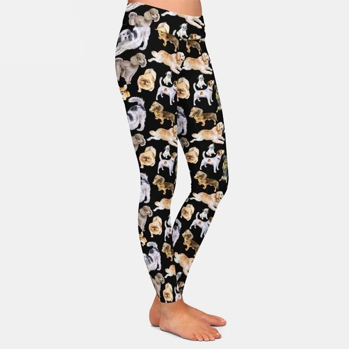 Womens Fashion Cartoon Dogs Printed Leggings