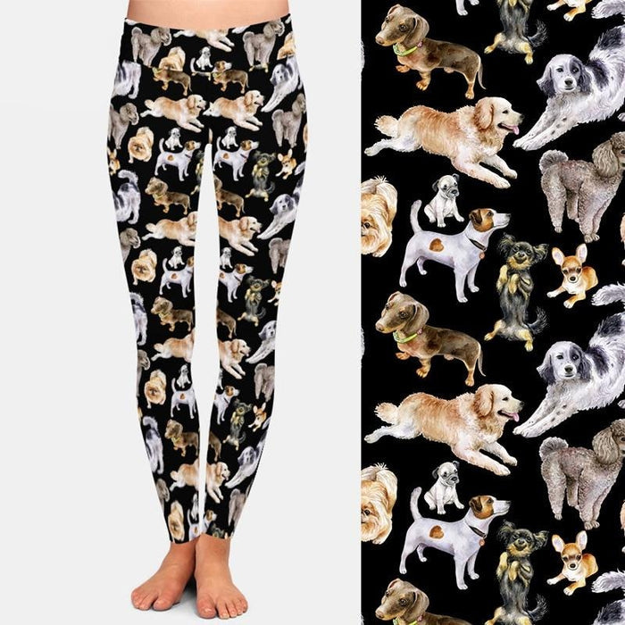 Womens Fashion Cartoon Dogs Printed Leggings