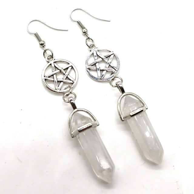 Womens Fashion Crystals With Five-Pointed Star Dangle Earrings
