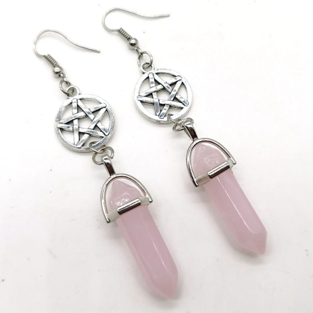 Womens Fashion Crystals With Five-Pointed Star Dangle Earrings