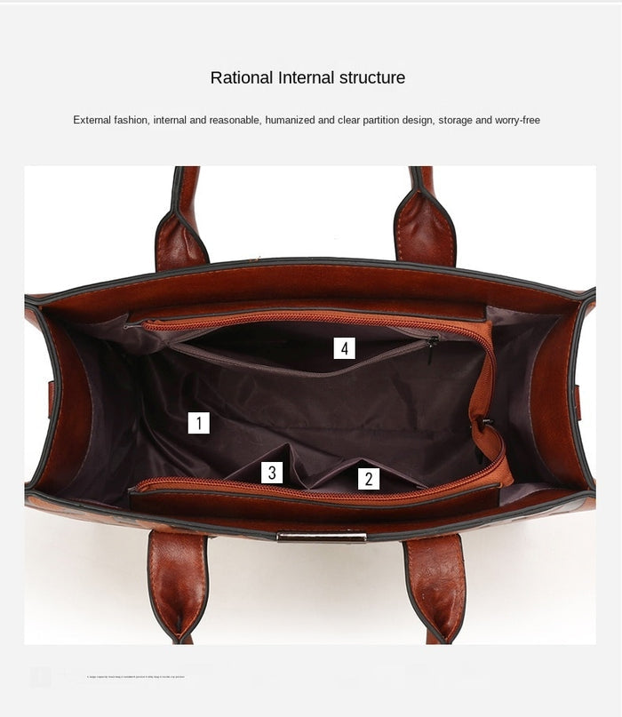 Womens Faux Leather Vintage 3 Piece Bag Set