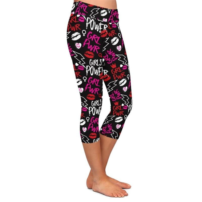 Womens Girl Power Brushed Capri Leggings