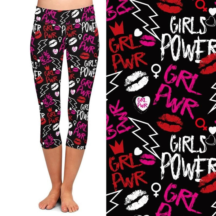 Womens Girl Power Brushed Capri Leggings