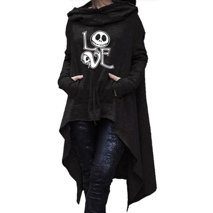 Womens Long Irregular Love & Not Today Satan Printed Overshirts