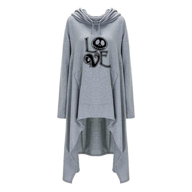 Womens Long Irregular Love & Not Today Satan Printed Overshirts