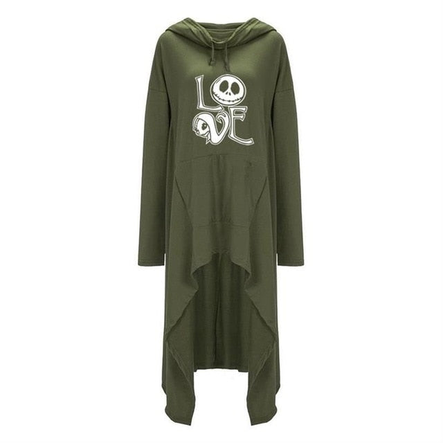 Womens Long Irregular Love & Not Today Satan Printed Overshirts