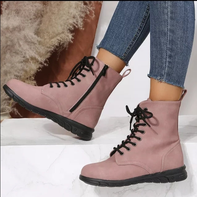 Womens Lovely Zip-Up Solid Coloured Boots