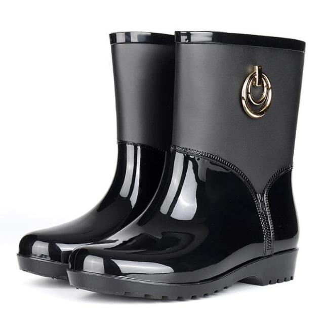 Womens PVC Mid-Calf Waterproof Rainboots