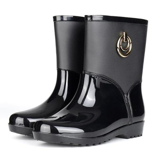Womens PVC Mid-Calf Waterproof Rainboots