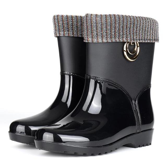 Womens PVC Mid-Calf Waterproof Rainboots