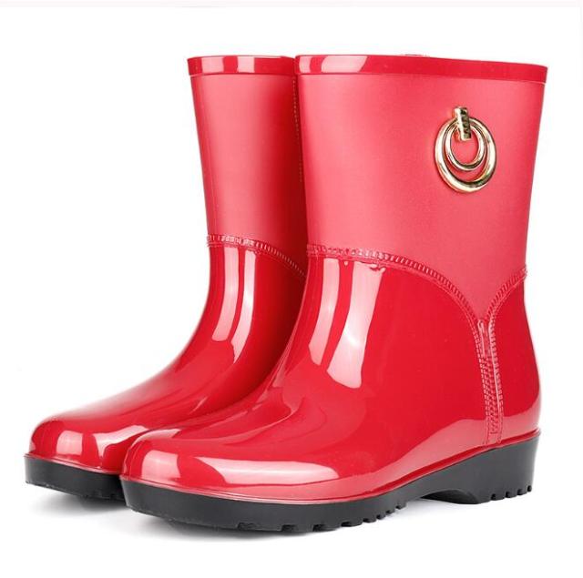 Womens PVC Mid-Calf Waterproof Rainboots