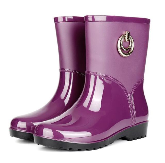 Womens PVC Mid-Calf Waterproof Rainboots
