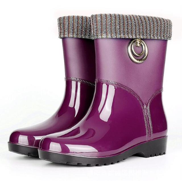 Womens PVC Mid-Calf Waterproof Rainboots