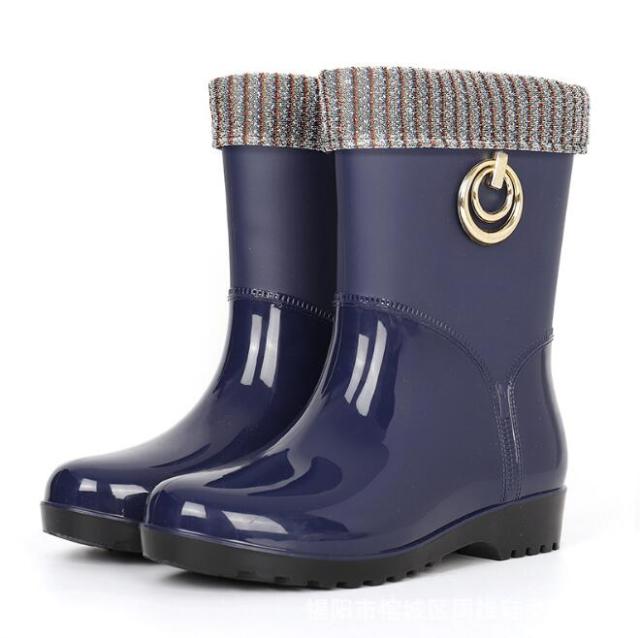 Womens PVC Mid-Calf Waterproof Rainboots