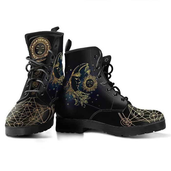 Womens Sun/Moon/Halloween Fashion Lace-Up Boots