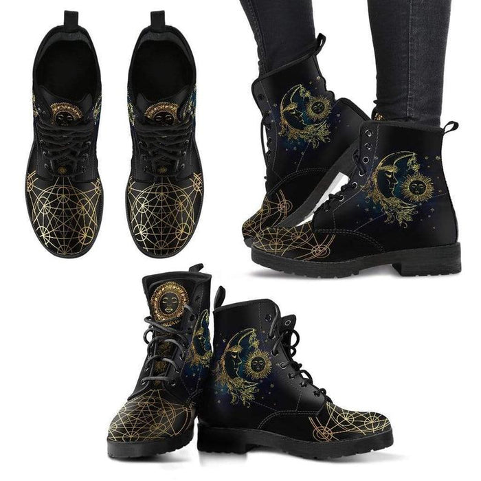 Womens Sun/Moon/Halloween Fashion Lace-Up Boots