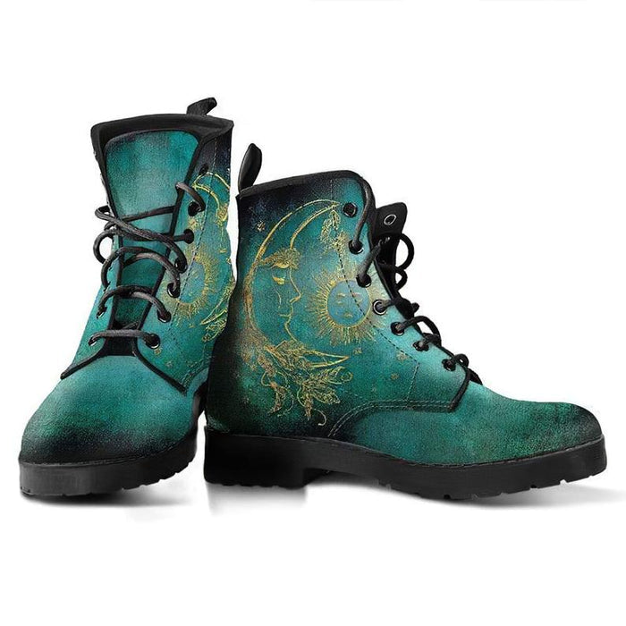 Womens Sun/Moon/Halloween Fashion Lace-Up Boots